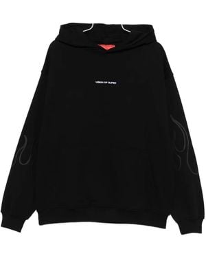 Vision Of Super Felpa Flames Con Cappuccio - Nero
