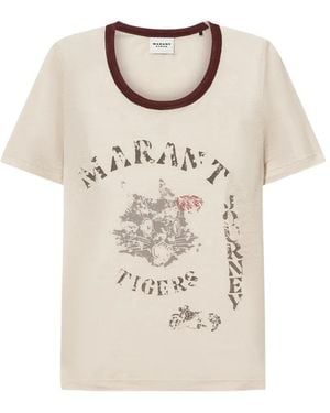 Isabel Marant Printed Linen T-Shirt - Natural