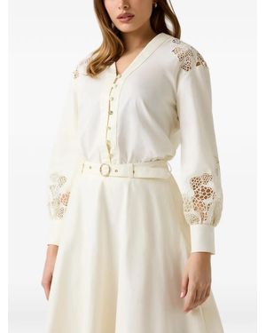 Guess V-Neck Lace Shirt - Natural