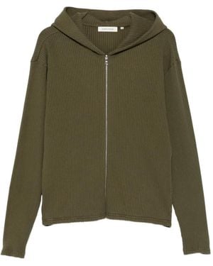 sunflower Ribbed-Knit Hooded Cardigan - Green