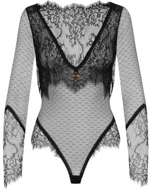 Scandale Lace-Panelled Body - Grey