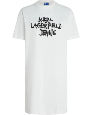KARL LAGERFELD Graffiti Crew-Neck Dress - White