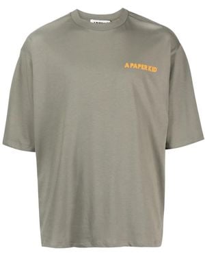 A PAPER KID Logo-Print Cotton T-Shirt - Grey