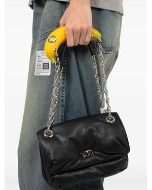 Maison Mihara Yasuhiro Banana-Handle Padded Leather Shoulder Bag - Black