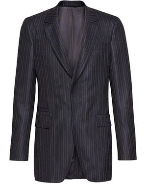 Ferragamo Pinstripe-Pattern Single-Breasted Blazer - Blue
