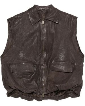 Salvatore Santoro Leather Zipped Vest - Brown