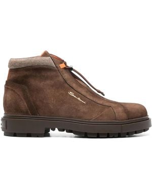 Santoni スエード ブーツ - ブラウン