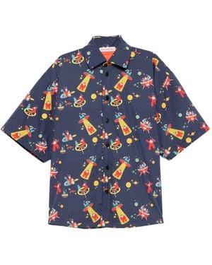 Walter Van Beirendonck Giacca-Camicia Con Stampa - Blu