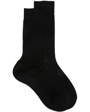 Maria La Rosa Fein gerippte Seidensocken - Schwarz