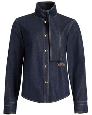 Patou Camisa vaquera con pañuelo en el cuello - Azul