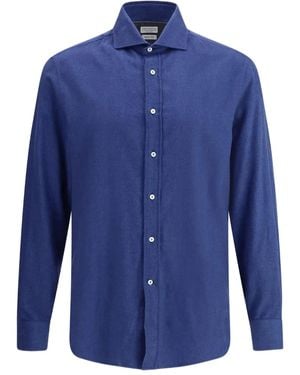 Brunello Cucinelli Button-Cuff Long-Sleeve Shirt - Blue