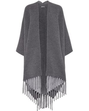 Brunello Cucinelli フリンジエッジ ケープ - グレー