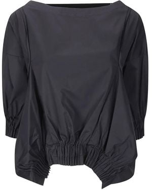 #MSM Asymmetric Pleated Blouse - Grey