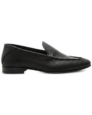 Fabi Perforated Leather Loafers - Black