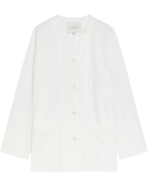 Studio Nicholson Collarless Patch-Pocket Shirt - White