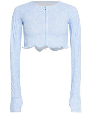 LoveShackFancy Laudie Ruffle Long-Sleeve Top - Blue