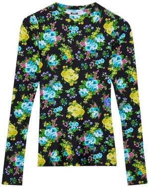 MSGM Haut À Fleurs - Green
