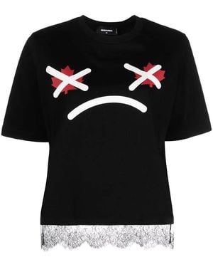 DSquared² Camiseta Con Eslogan Estampado - Negro
