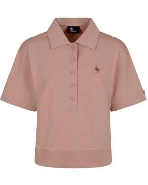 Moncler Logo-Patch Cotton Polo Shirt - Pink