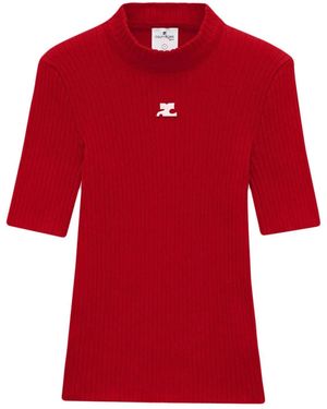 Courreges Pull Reedition En Maille Nervurée - Rouge