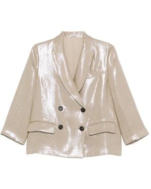 Brunello Cucinelli Button Double-Breasted Jacket - Natural