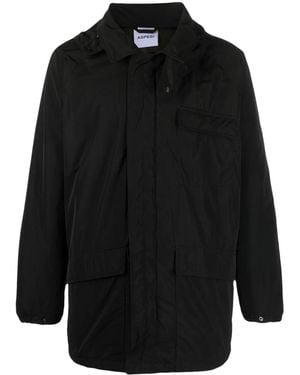 Aspesi Hooded Long-Sleeved Coat - Black