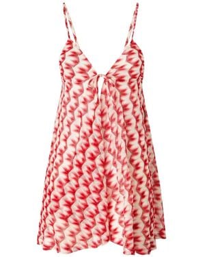 Missoni Tie-Front Graphic Beach Jumpsuit - Red