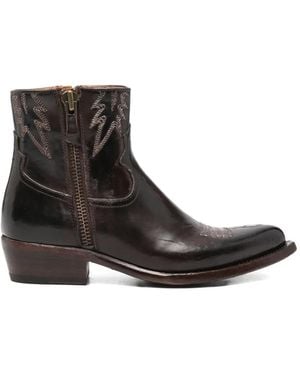 Eraldo Botines De Piel Bordados - Negro