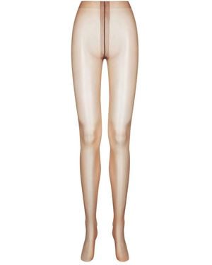 Maison Close Satin High-Waisted Tights - Natural