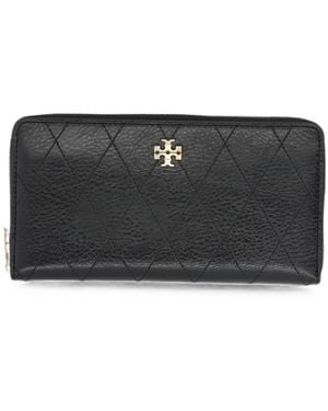 Tory Burch Charlie Quilted Leather Wallet - Black