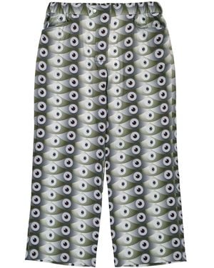 GmbH Eye-Print Wide-Leg Trousers - Green