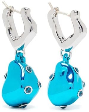 Vann Jewelry Pendientes Pierced Pearl Pequeños - Azul