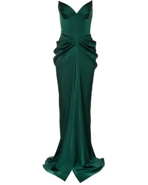 Ana Radu Corset Draped Maxi Dress - Green