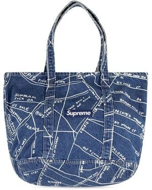 Supreme Gonz Map デニム トートバッグ - ブルー