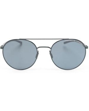 Porsche Design Double-Bridge Round-Frame Sunglasses - Blue