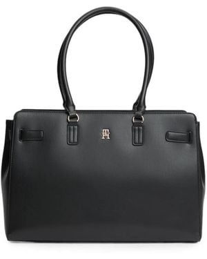 Tommy Hilfiger Logo-Plaque Tote Bag - Black