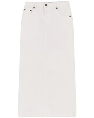 Tonywack Stitched-Profile Ripped Mid Skirt - White