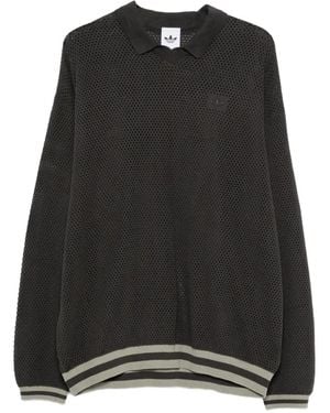adidas Mesh-Sweatshirt Mit Logo-Print - Schwarz