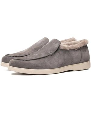 Poche Paris Shearling Trim Loafers - Grey