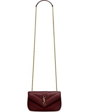 Saint Laurent Loulou Mini Leather Crossbody Bag - White