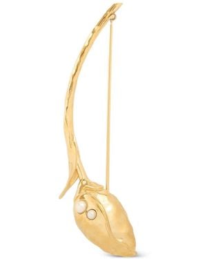 Erdem Pearl-Embellishment Brooch - Metallic