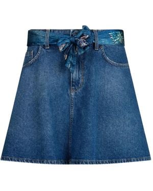 Liu Jo Scarf-Belt Mini Skirt - Blue