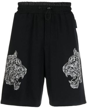 Philipp Plein Tiger Elasticated Waist Shorts - Black