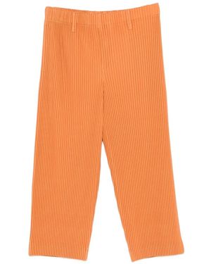 Homme Plissé Issey Miyake Plissé-Effect Cropped Trousers - Orange