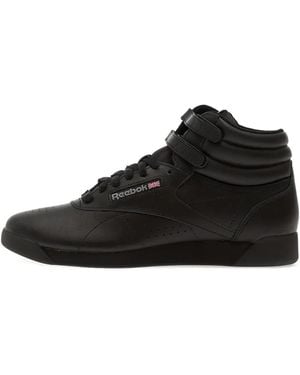 Reebok Leather Strapped High-Top Sneakers - Black