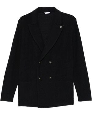 Manuel Ritz Double-Breasted Knitted Jacket - Black