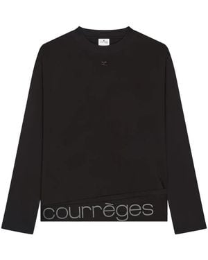 Courreges Long-Sleeved Cropped Silk And Nylon Top - Black