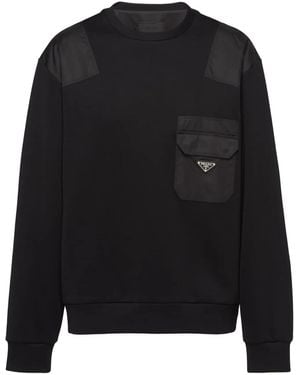 Prada Triangle-Logo Panelled Sweatshirt - Black