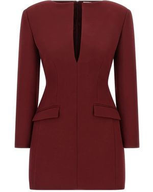 ANDAMANE Flap-Pocket Mini Dress - Red