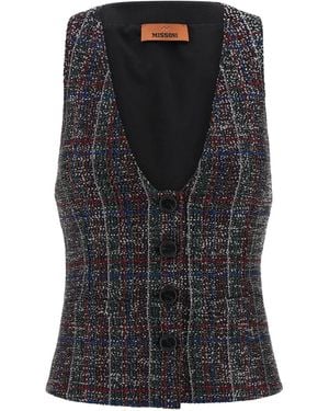 Missoni Sequin Tartan Waistcoat - Black